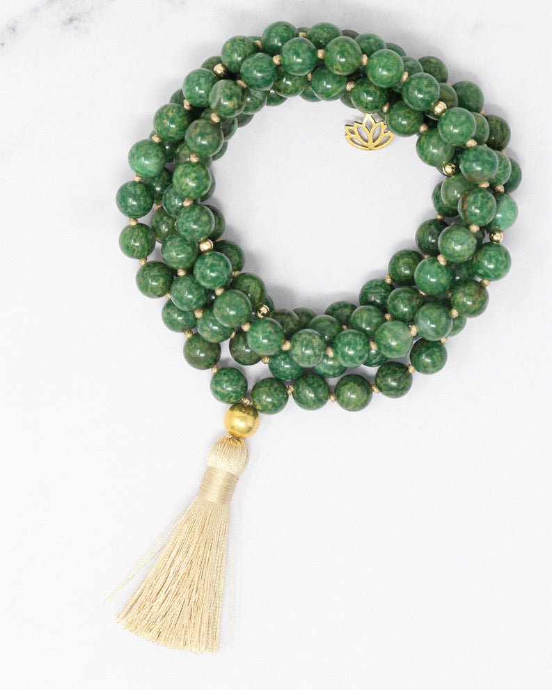 Balance Tassel Mala Necklace | African Jade - mylittlemantra