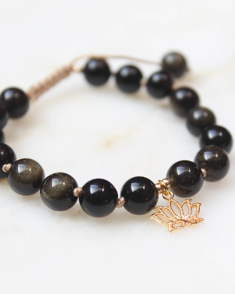 Insight Mala Bracelet | Gold Sheen Obsidian - mylittlemantra