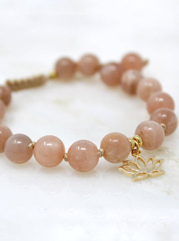 Aurora Bracelet made with sunstone and gold plated findings.
